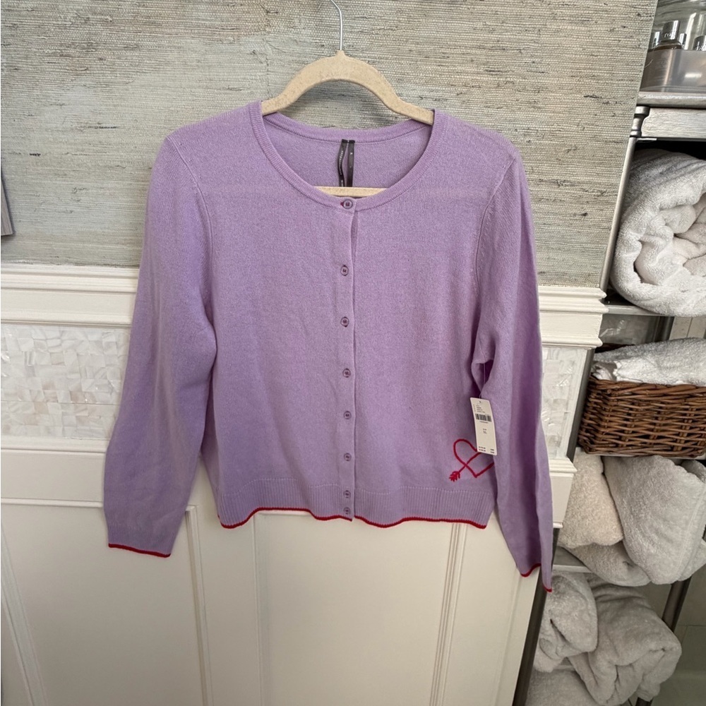 NWT XL fits large Anthropologie Juliet cashmere cardigan sweater je taime heart - Picture 3 of 16